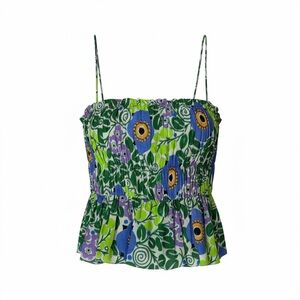 RHODE | Julieta Geometric Floral Shirred Top